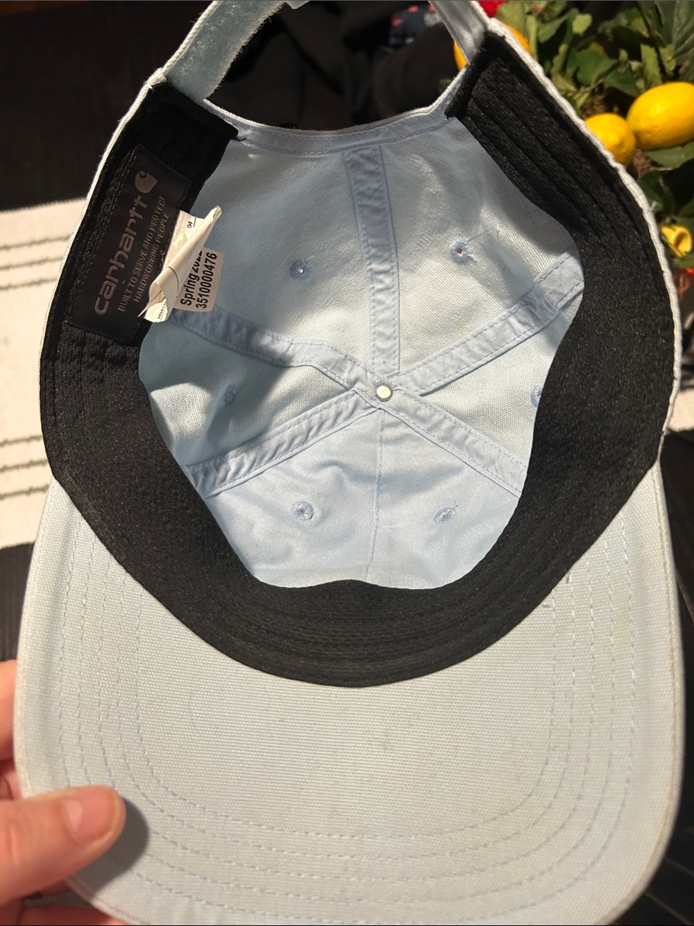 Carhartt Pale Blue Cotton Dad Cap with Leather Logo Patch - Picture 5 of 6